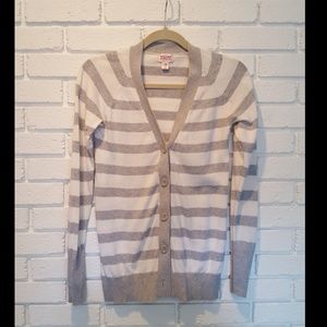 MOSSIMO gray and white striped cardigan